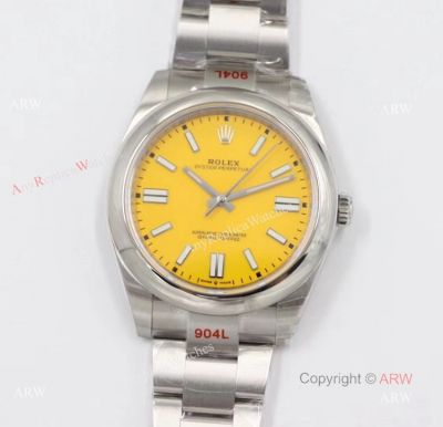  Men's Rolex Oyster Perpetual 41 Replica Watches With Rolex Yellow Face 